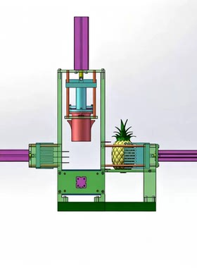 凤梨去皮切块机设计SolidWorks2018三维模型 可编辑，带建模参数