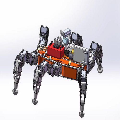 六足机器人三维SW模型设计solidworks2016图纸3D建模资料