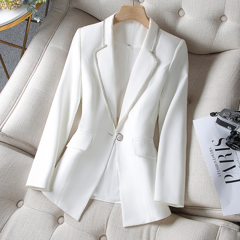 白色西装外套女春秋2022新款小个子短款高级感炸街气质休闲小西服