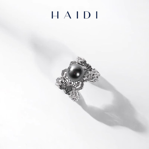 海蒂珠宝大溪地黑珠戒指