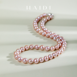 8.3mm曼塔玫瑰无核圆珠淡水珍珠项链S925 7.3 海蒂珠宝 粉黛佳人