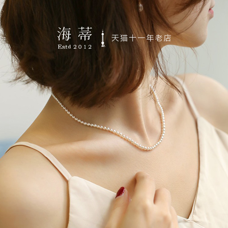 海蒂珠宝美雪3-4mm淡水baby小珍珠项链女18K金颈链锁骨链送女友_虎窝淘