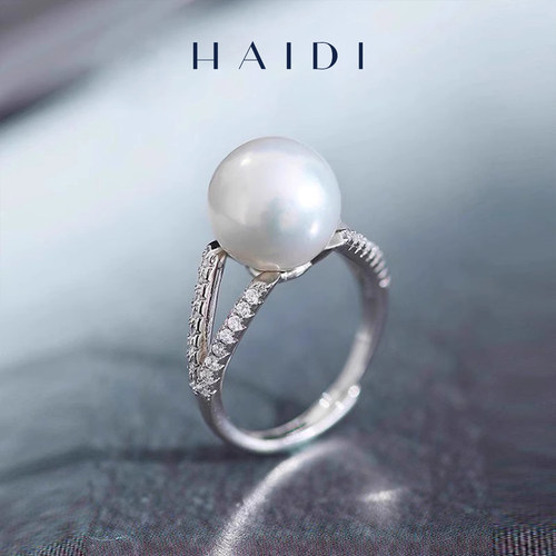 海蒂珠宝10-11mm淡水珍珠戒指