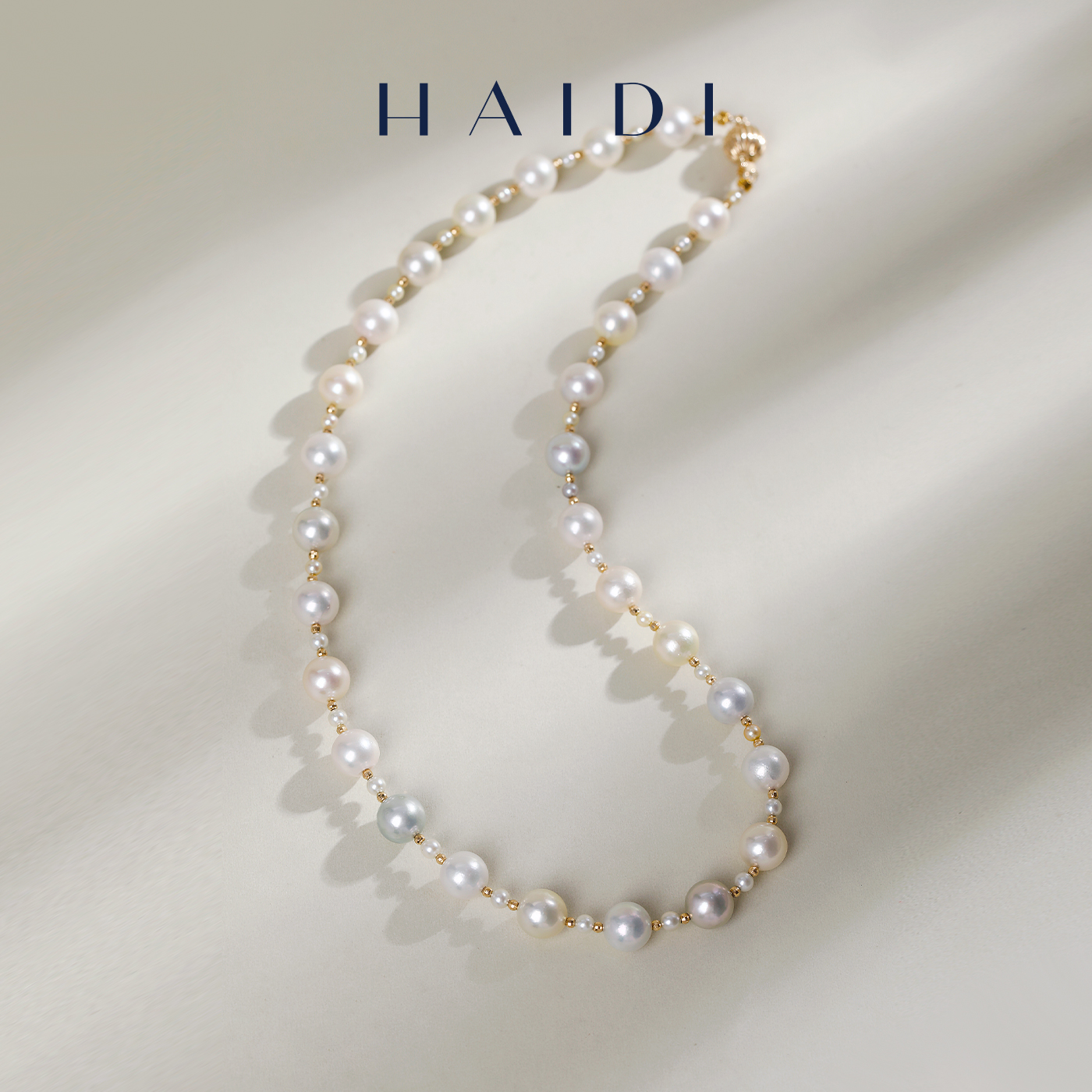 海蒂霜彩混彩akoya海水珍珠项链