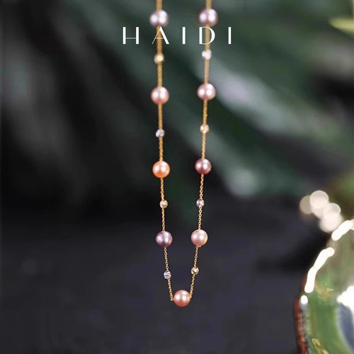 海蒂珠宝18K金满天星珍珠项链