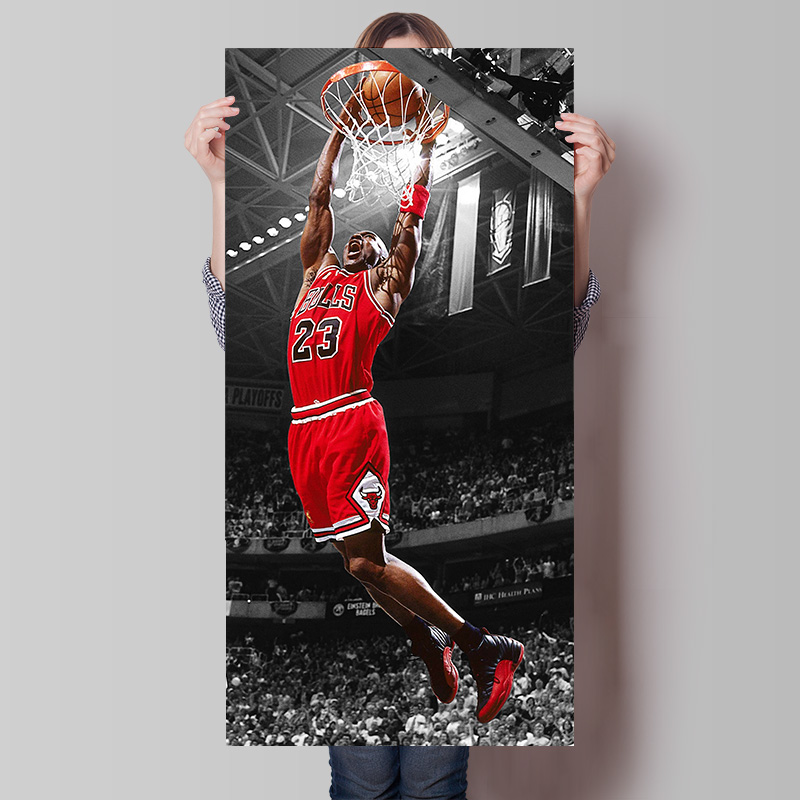 乔丹跳投海报肌肉健身挂画扣篮球明星励志大学寝室宿舍墙壁贴画