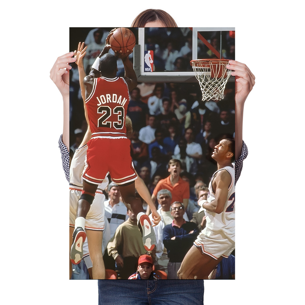 迈克乔丹海报NB球星挂画灌篮绝杀跳投装饰画大学男生宿舍墙贴画