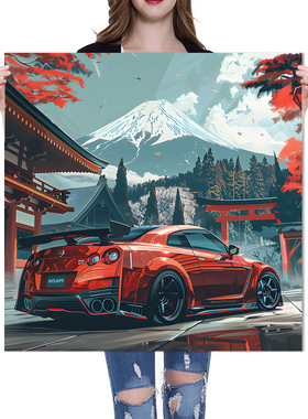 尼桑GTR赛车海报装饰壁画墙贴画电竞游戏房间大学寝室F1跑车挂画