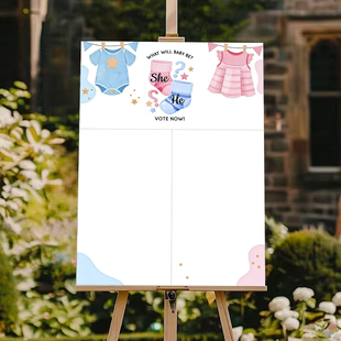 Boy or Gir宝宝派对性别揭晓游戏道具 定制宝宝性别预测KT板投票