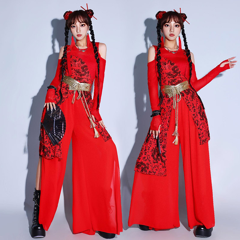 中国风舞蹈服女套装国潮商演表演服年会女团打歌服爵士舞演出服装