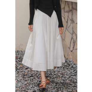 弥古白色裙子a字半身裙高腰显瘦裙裤 大摆半裙高级感伞裙 女夏法式