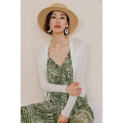 弥古白色冰丝天丝针织衫小外搭亚麻开衫女夏季罩衫防晒披肩上衣