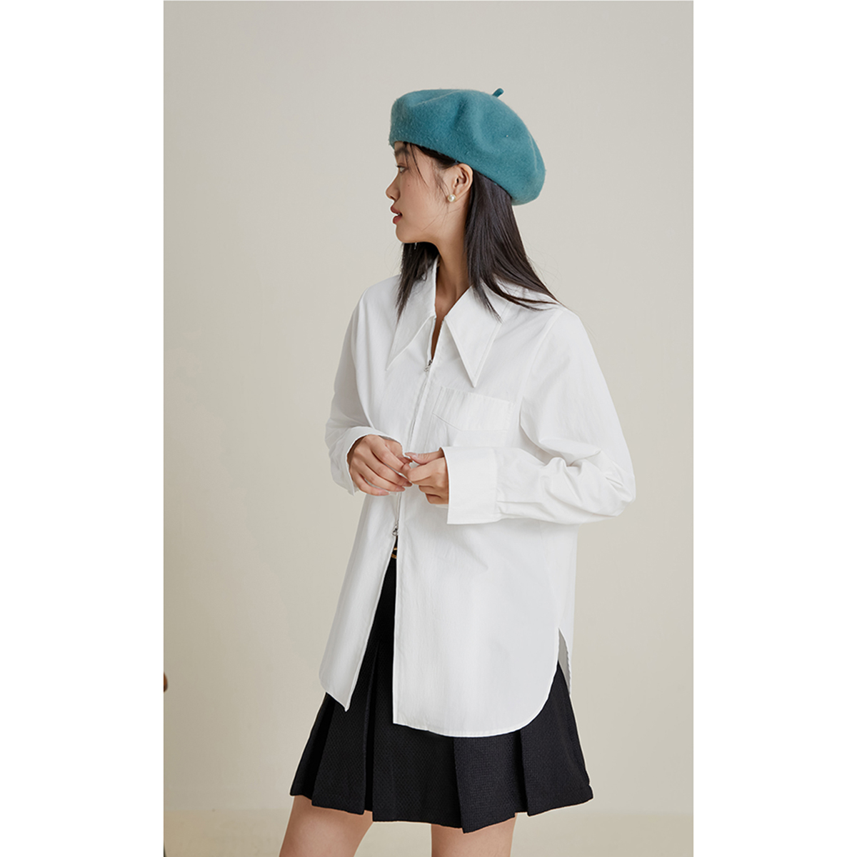 设计感拉链衬衫女上衣