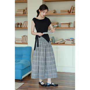 弥古法式复古格子半身裙女气质高级感夏季小个子格纹半裙显瘦裙子