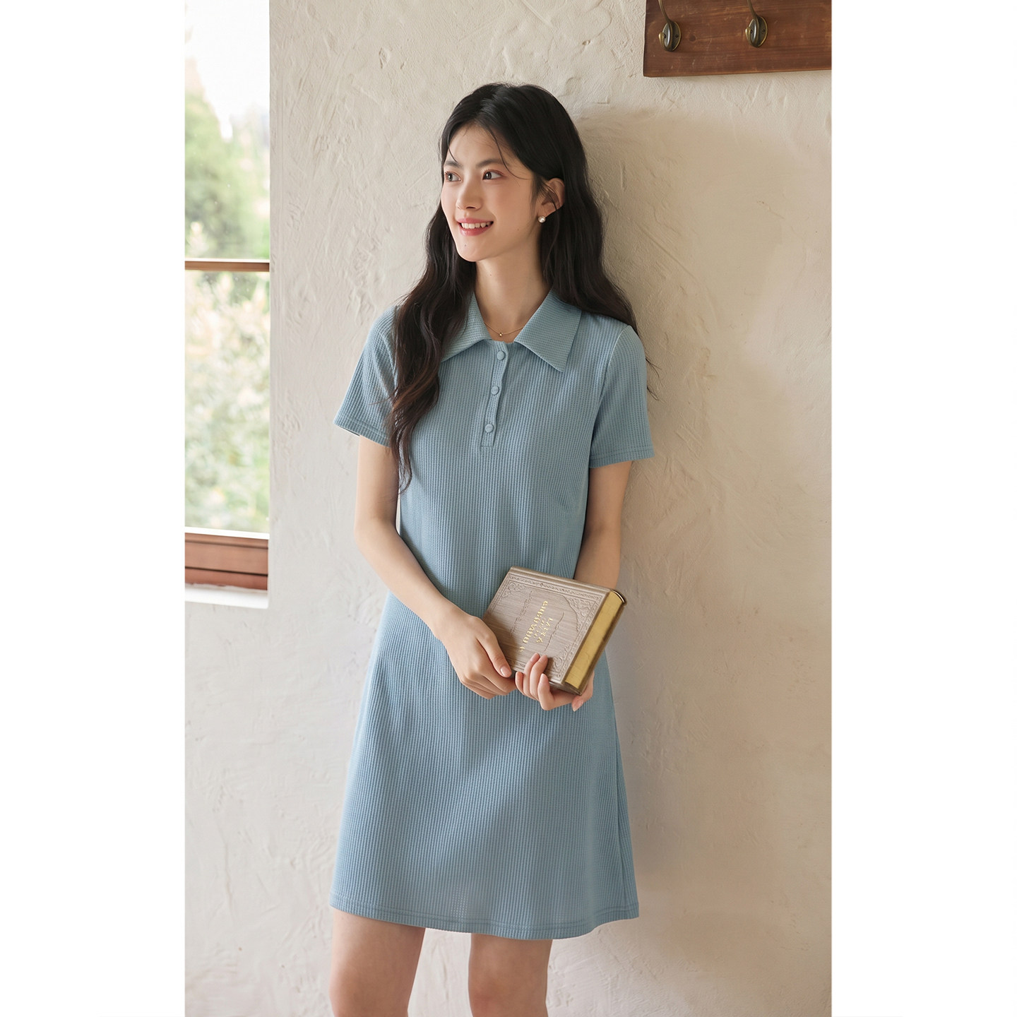 弥古小个子短袖衬衫连衣裙女士高级感2026夏季薄款修身polo领短裙