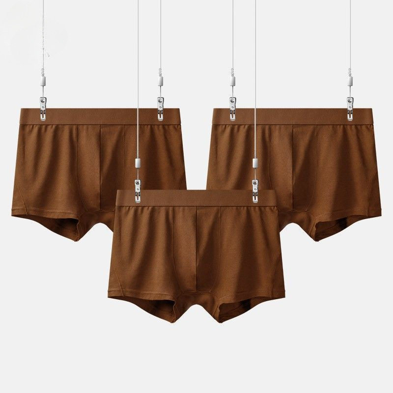 棕色男士内裤纯棉抗菌本命年平角男生四角裤头透气纯色净版咖啡色,女士内衣/男士内衣/家居服,男平角内裤,淘宝优惠券,粉丝福利购,淘宝优惠卷