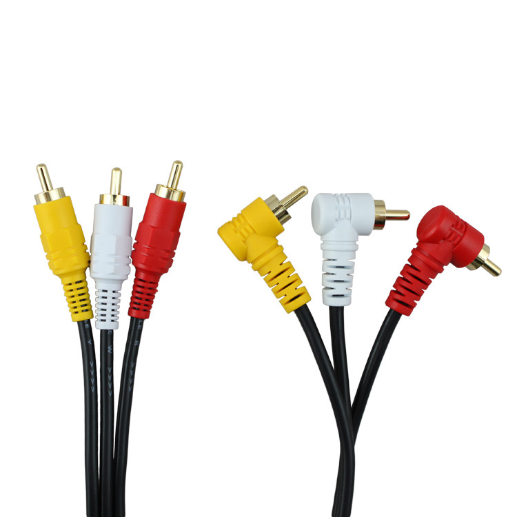贝桥 QL406  AV莲花音视频 弯头90度 红白黄RCA电视机顶盒连接线