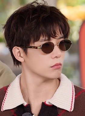 王安宇同款时尚老钱风椭圆形墨镜男女高品质防紫外线太阳眼镜