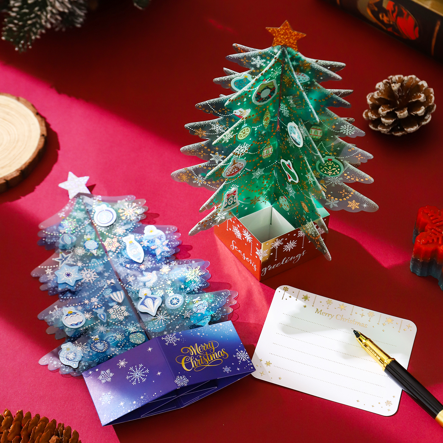 新款创意高级感圣诞节立体3d造型贺卡平安夜感谢祝福卡礼物留言卡