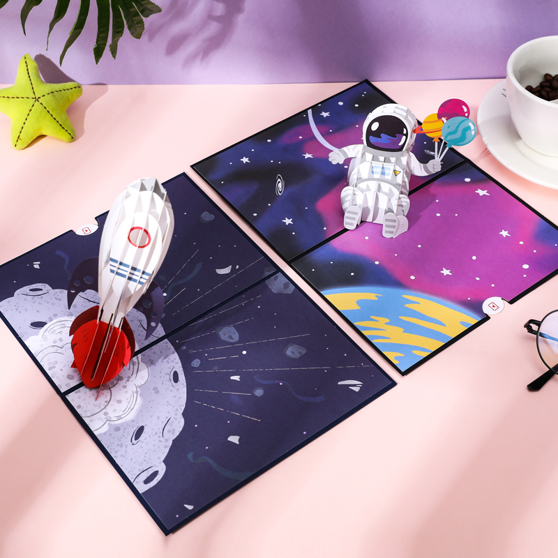 3D儿童高端创意高档简约生日祝福贺卡立体邀请函毕业礼物小卡片