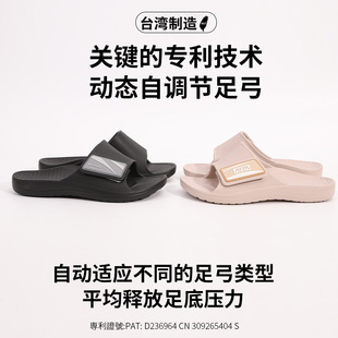 台湾进口2026新款情侣动态平衡足弓拖鞋分散足压宽楦魔术贴男士拖