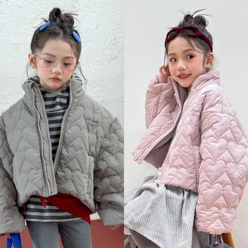 女童轻薄棉服短款立领绗线外套冬季保暖棉衣儿童洋气宽松拉链棉袄