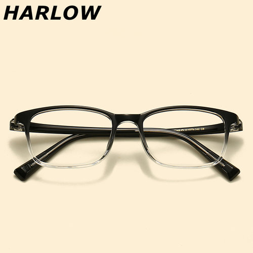 上黑下透明可配近视高度眼镜框潮