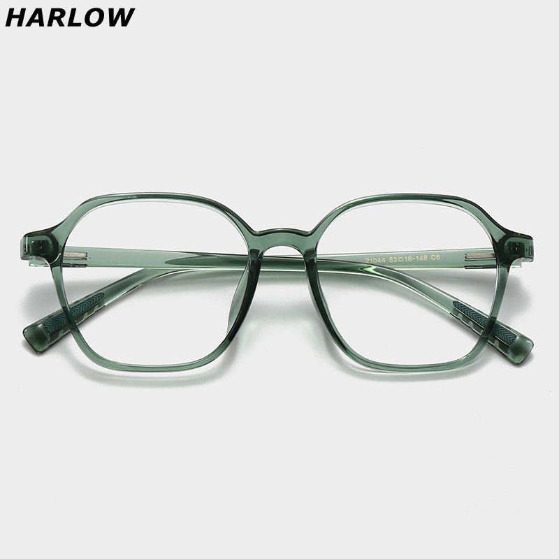 超轻绿色大脸TR90近视眼镜女款可配带度数素颜方圆形眼睛架框潮男