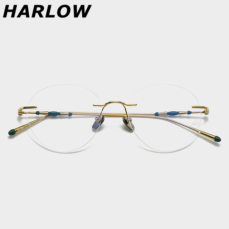 纯钛金丝无框眼镜框近视可配镜片