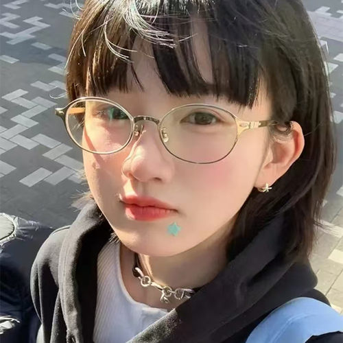 coer书呆子超轻纯钛眼镜近视女可配度数小框方圆脸金丝素颜高级感