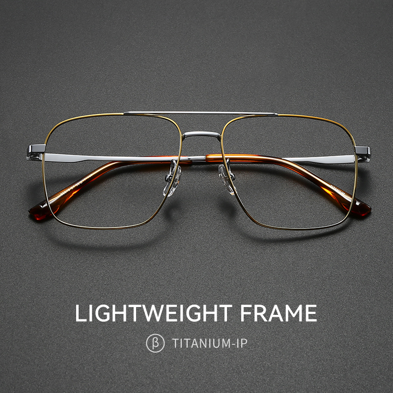 纯钛眼镜框男款近视可配有度数日系高级感复古双梁超轻方形眼睛框