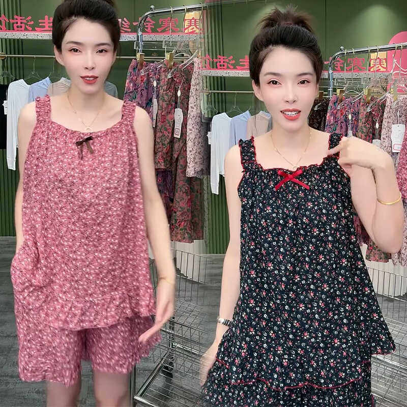 睡衣大码短裤新款舒适棉麻布吊带