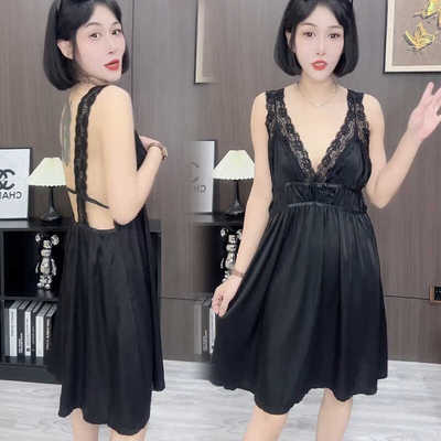 吊带睡衣诱惑露背宽松200斤性感
