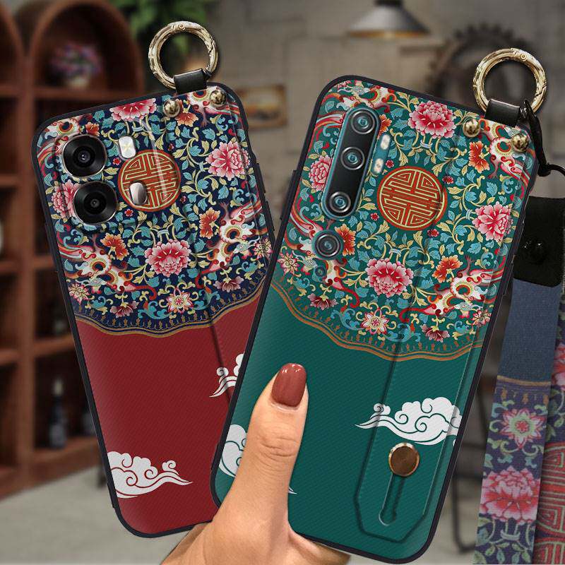 适用OPPO A6S海外版手机壳挂绳支架指环情侣硅胶创意中国风腕带