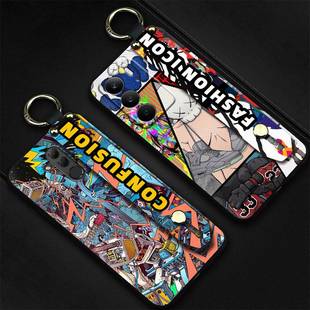 软壳个性 C75手机壳液态新款 涂鸦奢华挂绳卡通 Realme 适用OPPO