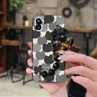适用Nothing Phone2手机壳奢华散热青春简约液态硅胶小熊手链