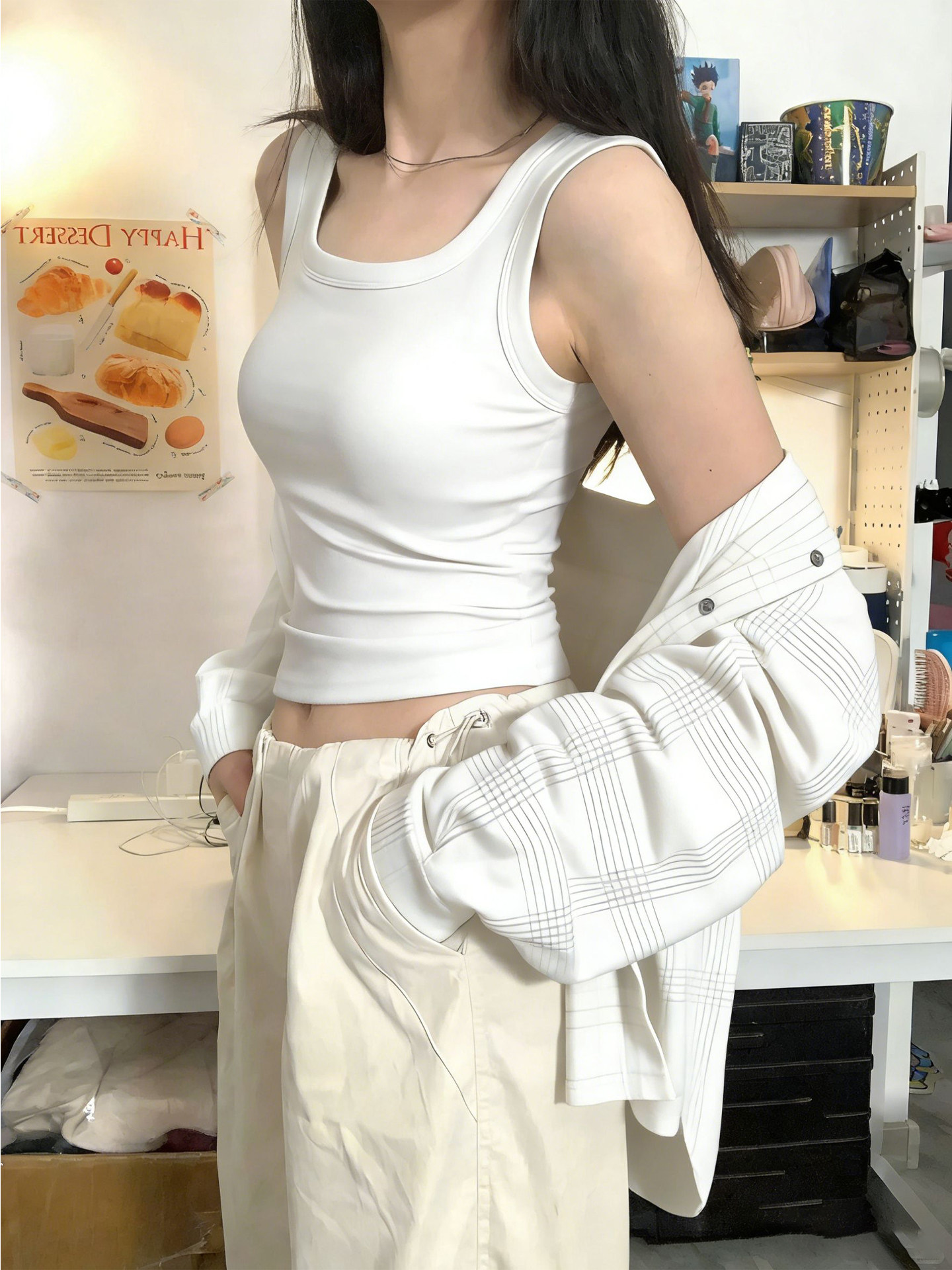 白色运动背心女夏外穿胖mm大码遮副乳打底内搭上衣美背无袖小吊带