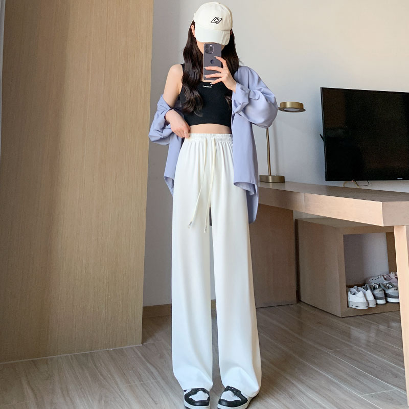 轻奢高货白色冰丝西装裤女夏季薄款2025新款高级感垂坠感小个子雪