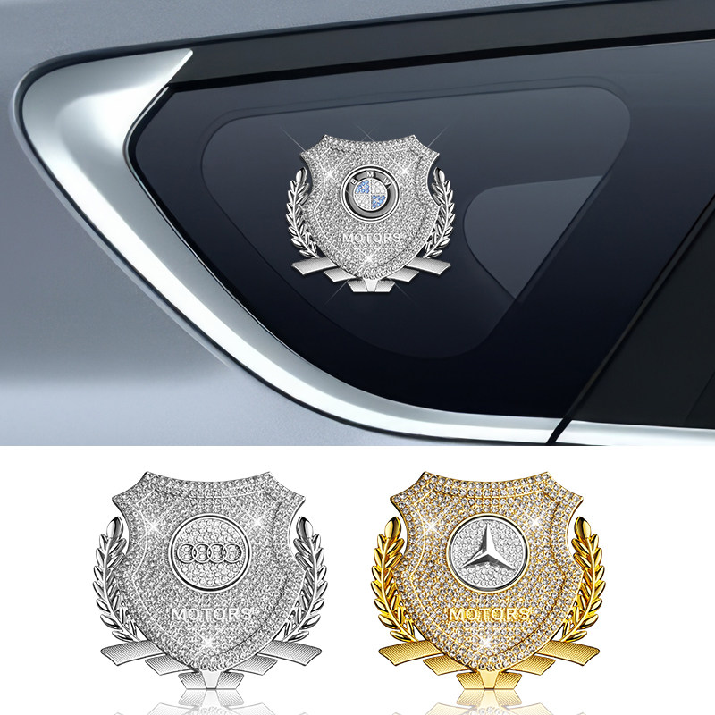 大号带钻汽车改装装饰金属车贴侧标车身车窗麦穗车标贴个性创意贴