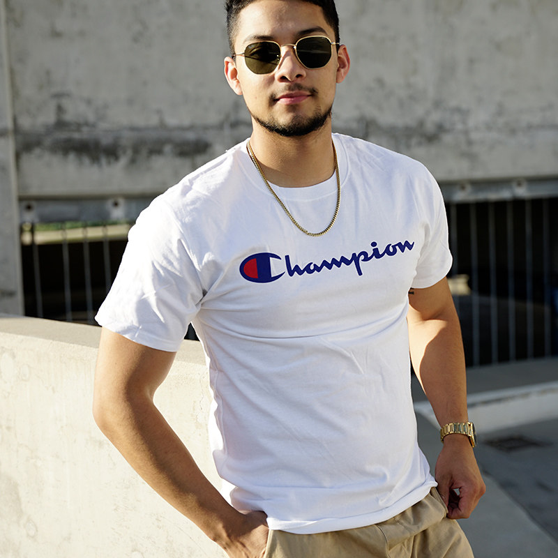 champion冠军短袖t恤 男女同款情侣款棉美版半袖圆领短袖t恤 宽松