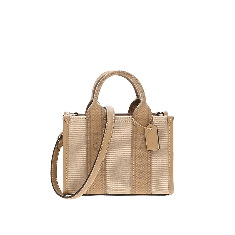 COACH/蔻驰新品Cleo 2025新款女士单肩时尚经典帆布拼皮托特包