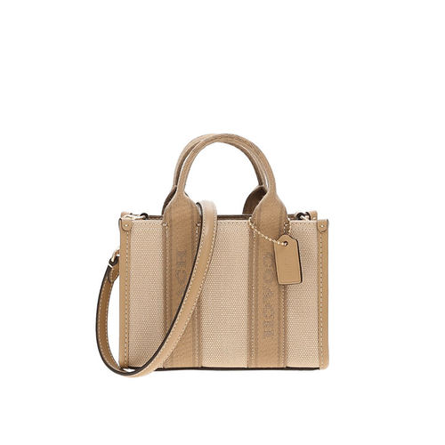 COACH/蔻驰新品Cleo 2025新款女士单肩时尚经典帆布拼皮托特包