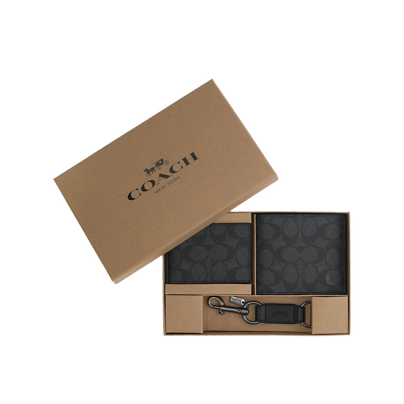 COACH/蔻驰【百亿】男士时尚休闲印花短款钱包商务多卡位钱包