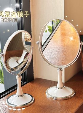 欧式360度旋转6寸梳妆镜公主镜子桌面3倍放大台式双面化妆镜