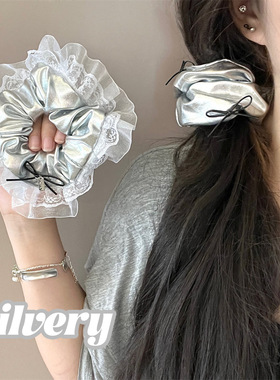 少女芭蕾风大肠发圈Pu皮质发绳显脸小头绳高弹网红发饰皮套