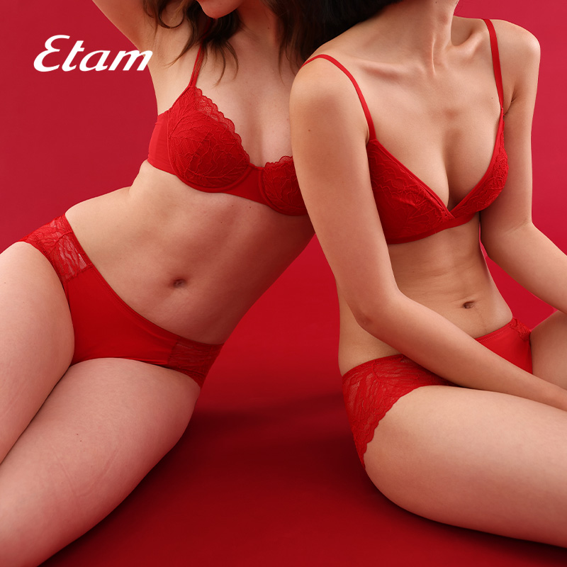 Etam蕾丝情人系列拼接低腰内裤