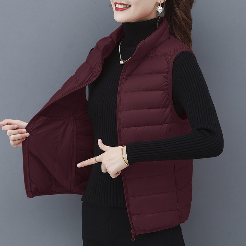 轻薄短款羽绒马甲立领