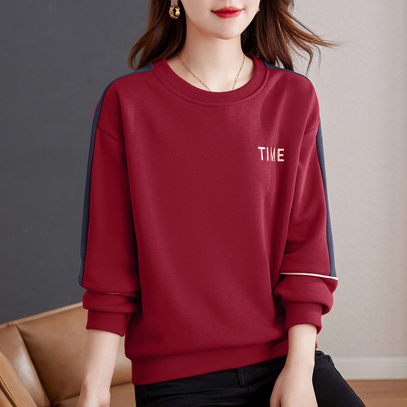 红色卫衣女秋冬加绒加厚2025年新款春秋爆款洋气上衣中年圆领外套