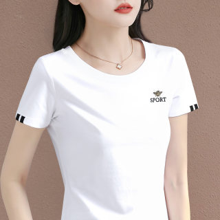 白色短袖t恤女2025夏季新款女装薄款上衣修身正肩半袖洋气体恤衫