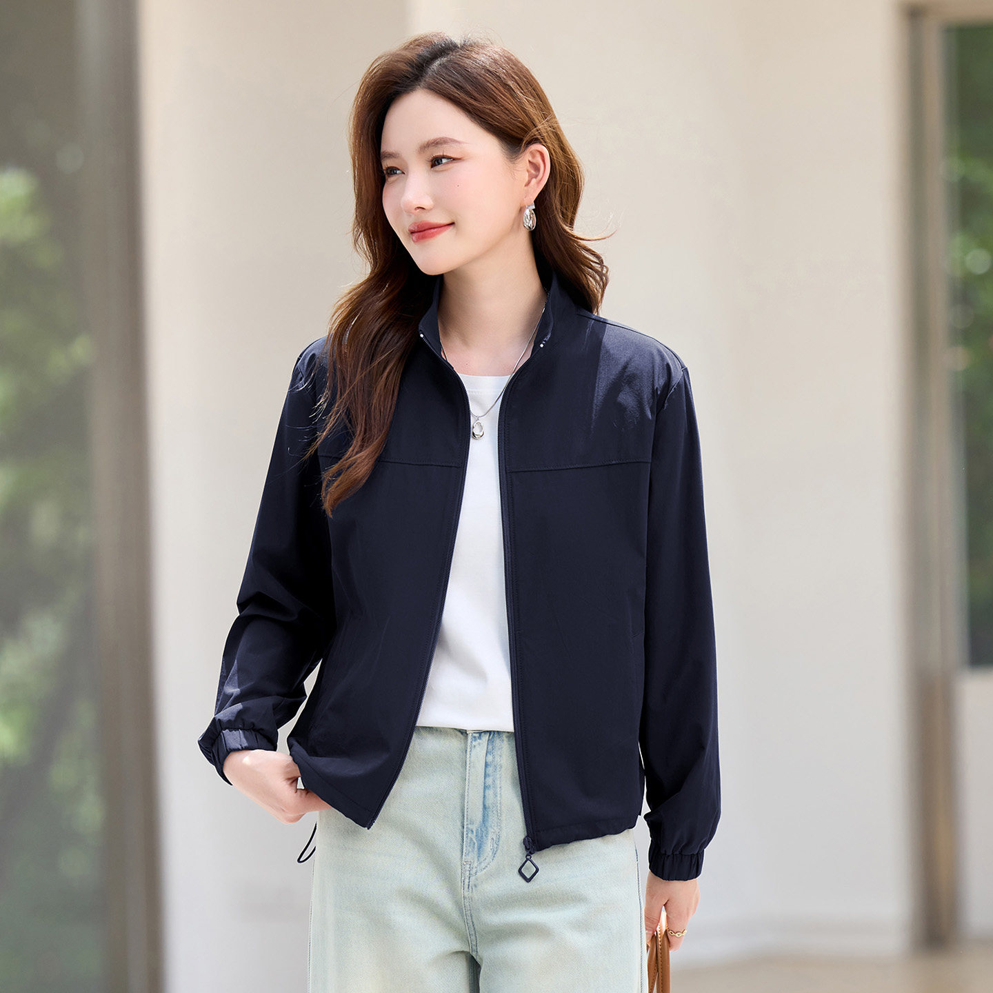 秋季休闲立领短款风衣女士外套薄
